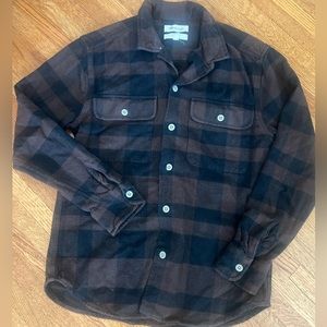 Madewell Mens Brushed Flannel Shirt Jacket Shacket - Brown - Easy Fit Size XS